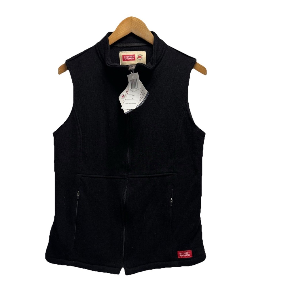 Stormy Kromer NEW Women's Size Medium Black Full Zip Wool "Journey" Vest Jacket‎